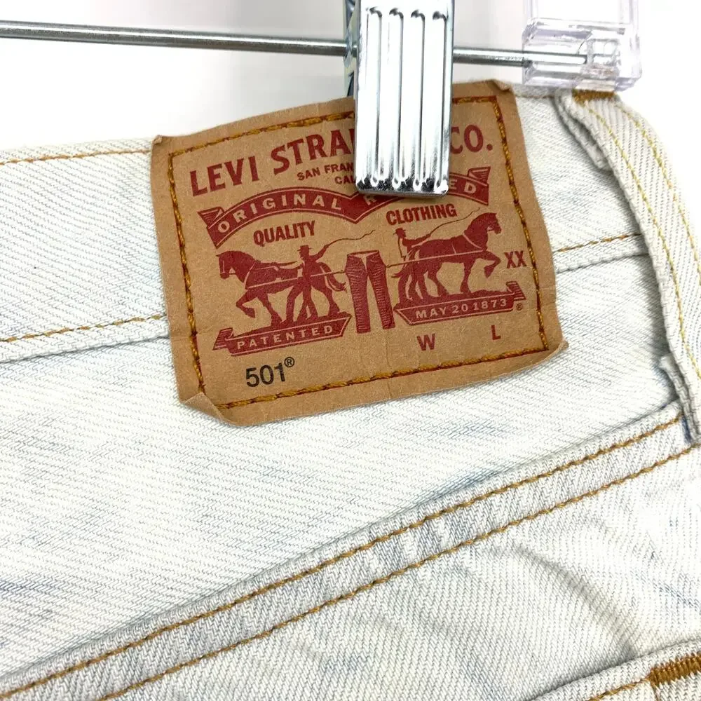Levis 501 Cut Off Jean Shorts Womens Sz 29 Light Wash Tie Dye Denim